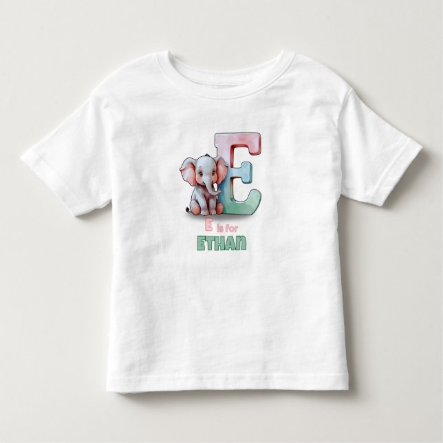 Camiseta Infantil E is for Ethan – Personalized Toddler T-shirt  (Frente)