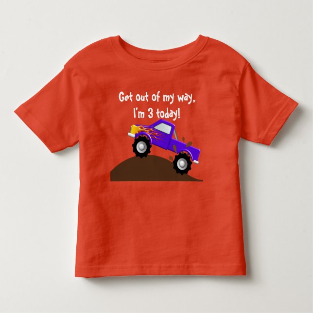 Camiseta Infantil É meu monster truck das chamas do roxo do (Frente)