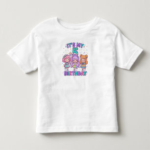 Camiseta Infantil É o meu 5º aniversário Festa de Meninas Fofas Kawa