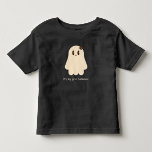 Camiseta Infantil É o Meu Primeiro Halloween Fantasma Fofo 