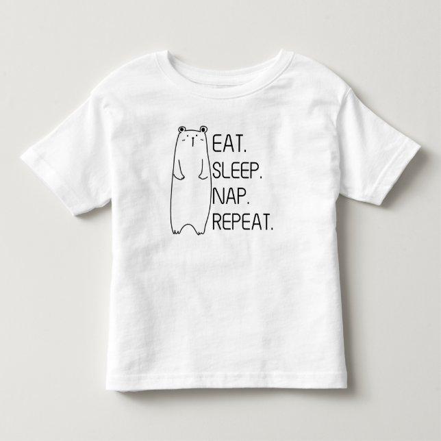 Camiseta Infantil Eat Sleep Nap Repeat Custom Baby Bear Bodysuit (Frente)
