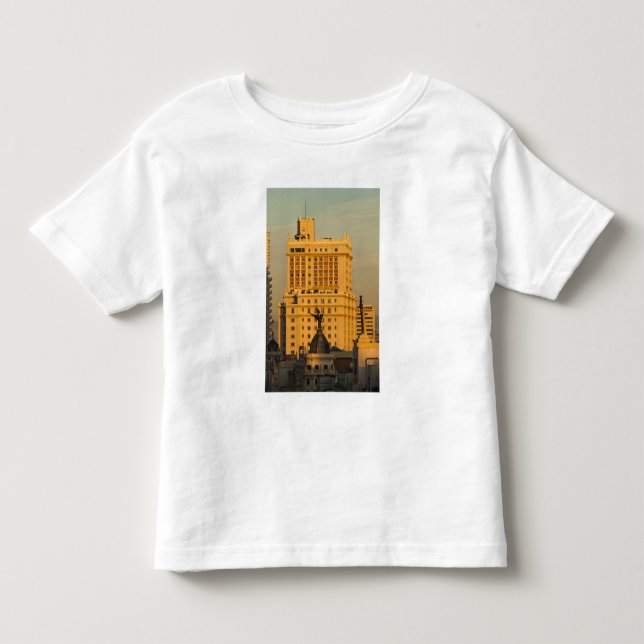 Camiseta Infantil Edifícios ao longo da Gran Via e Edifício Espanha (Frente)