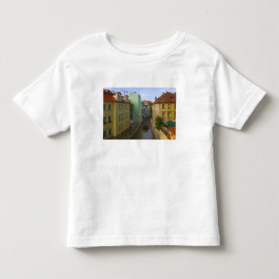 Camiseta Infantil Edifícios históricos com canal, Praga, Repúblic