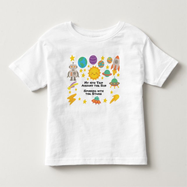 Camiseta Infantil Editable Crayon Style – Trip-Around-the-Sun (Frente)