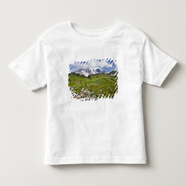Camiseta Infantil Edith Creek e prados de flores silvestres no Paraí (Frente)