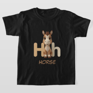 Camiseta Infantil Educativa Letra H Cavalo Maiús