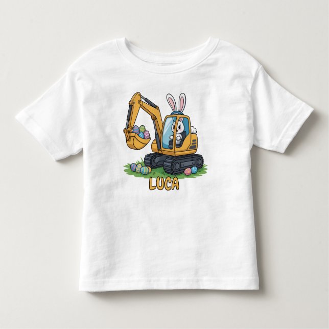 Camiseta Infantil Eggs-Cavator Toddler Easter Egg T-Shirt (Frente)