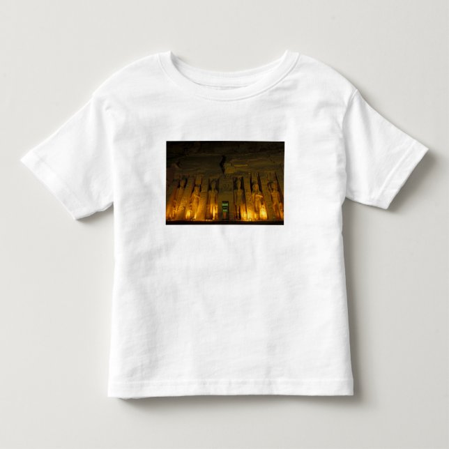 Camiseta Infantil Egito, Abu Simbel, Fachada iluminada do Pequeno (Frente)
