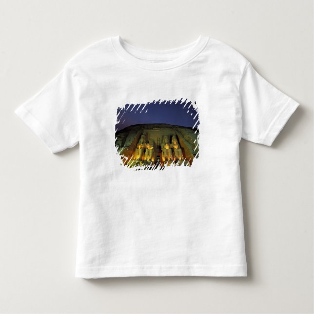 Camiseta Infantil Egito, Abu Simbel, figuras do Colossal de Ramsés (Frente)