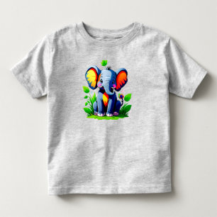 Camiseta Infantil Elefante Bebê Desenho Animado Colorido Fofo