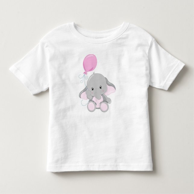 Camiseta Infantil Elefante Bonito, Elefante Com Balão (Frente)