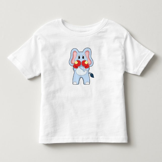 Camiseta Infantil Elefante boxeando com luvas de boxe (Frente)