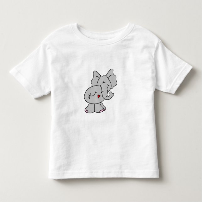 Camiseta Infantil Elefante cinzento bonito (Frente)