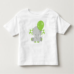 Camiseta Infantil Elefante Com Balão, Elefante Bonito - Cinza Verde
