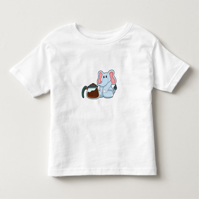 Camiseta Infantil Elefante com pote de café (Frente)