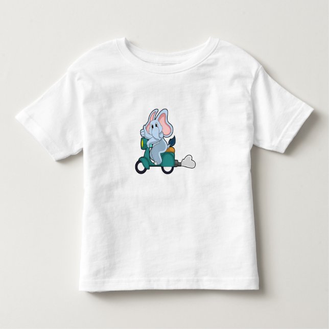 Camiseta Infantil Elefante como Biker com Patinete (Frente)