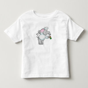 Camiseta Infantil Elefante como cozinheiro com agitador de sal