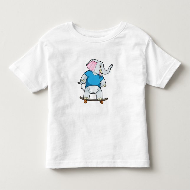 Camiseta Infantil Elefante como skater com skate (Frente)