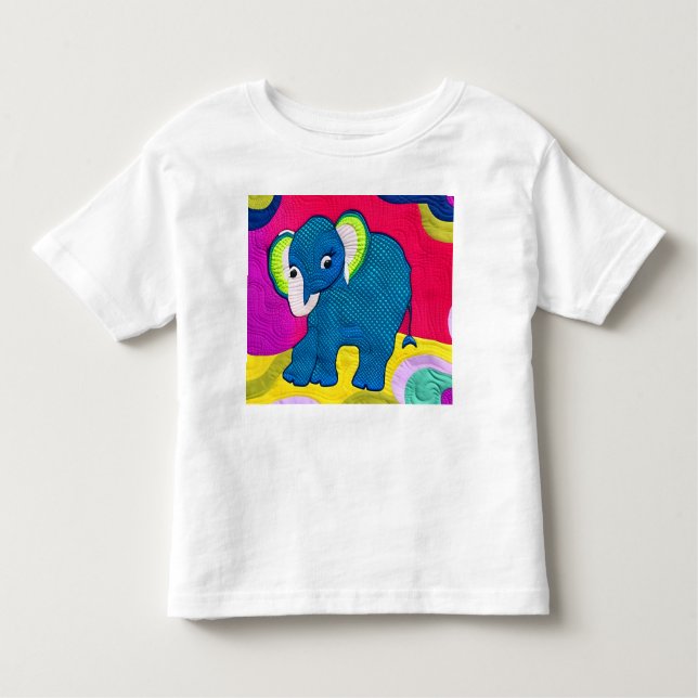 Camiseta Infantil Elefante De Bebê Azul E Bonito - Design (Frente)
