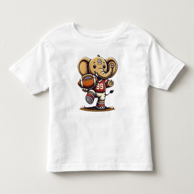 Camiseta Infantil Elefante de Touchdown: Futebol de Cartoon (Frente)
