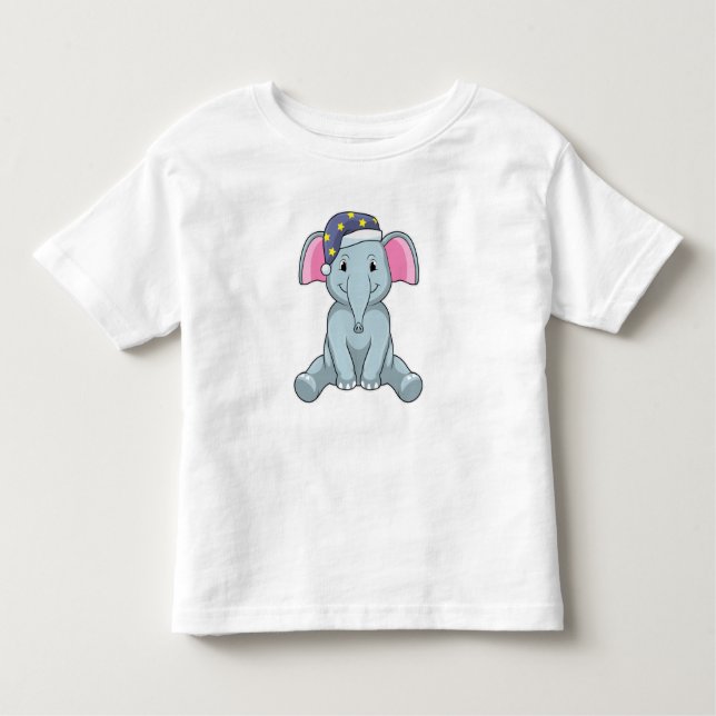 Camiseta Infantil Elefante dormindo com boné noturno (Frente)