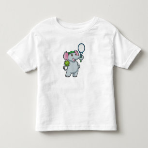 Camiseta Infantil Elefante em Tênis com raquete Tênis