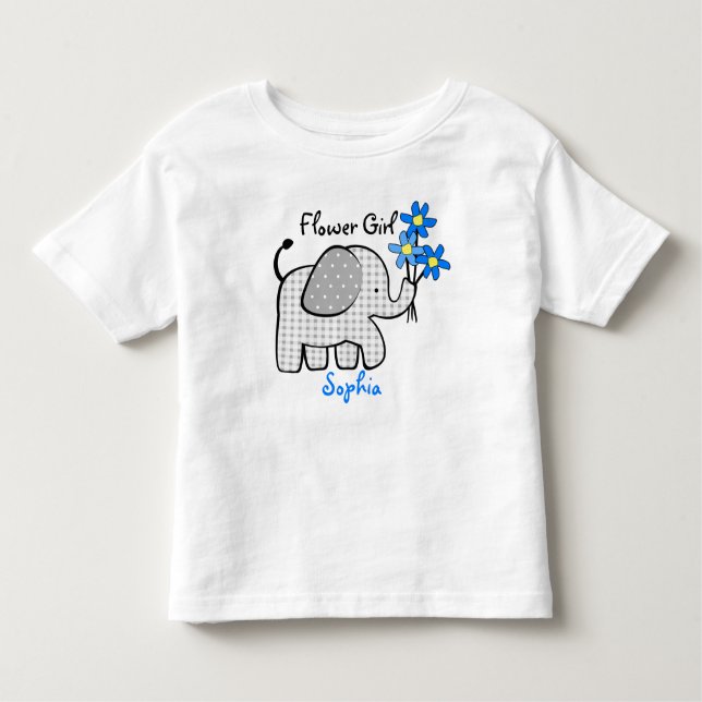 Camiseta Infantil Elefante-Flor com Flores Rosa (Frente)