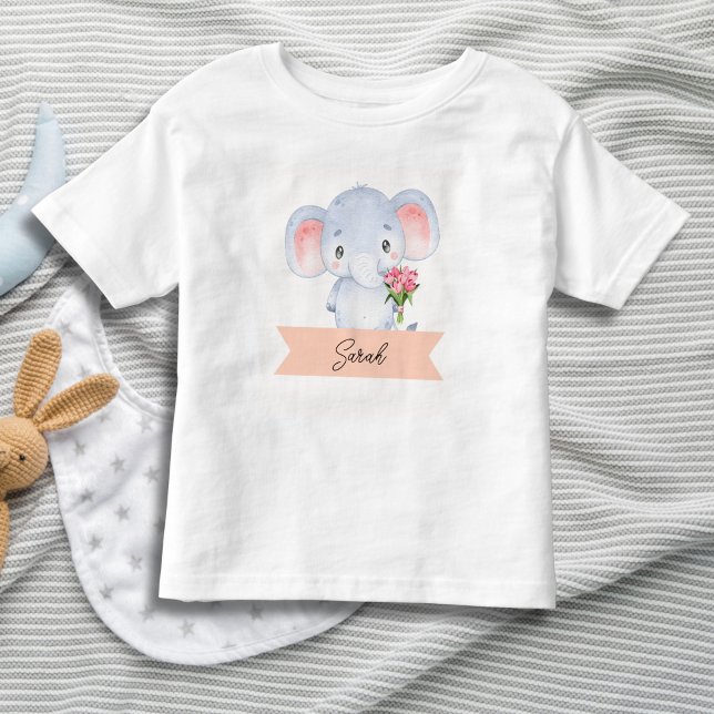 Camiseta Infantil Elefante fofo personalizado (Criador carregado)