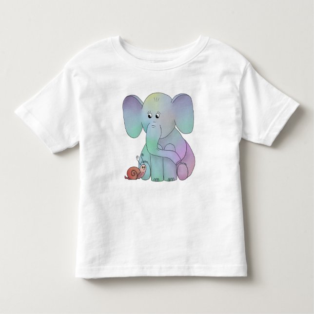 Camiseta Infantil Elefante multicolor com caracol (Frente)