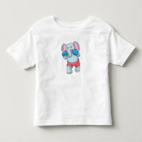 Elefante no Boxing com luvas in a box