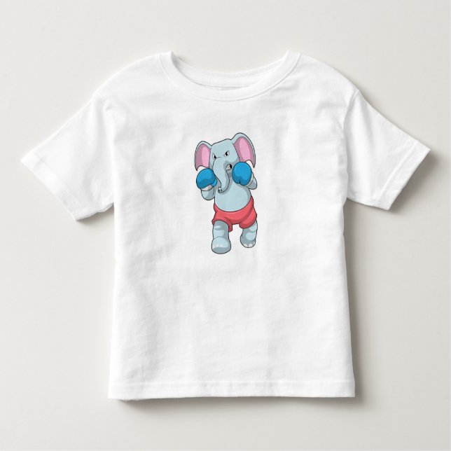 Camiseta Infantil Elefante no Boxing com luvas in a box (Frente)
