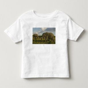 Camiseta Infantil Elefantes africanos pastando, Loxodonta africana,