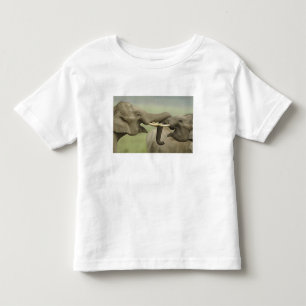 Camiseta Infantil Elefantes asiáticos indianos jogam lutando