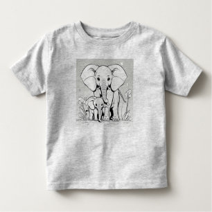 Camiseta Infantil Elefantes, mãe e bebê Design T-Shir