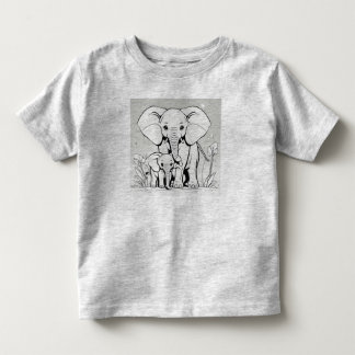 Camiseta Infantil Elefantes, mãe e bebê Design T-Shir