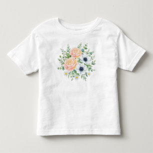 Camiseta Infantil Elegante peônia em aquarela e floral de anemona br