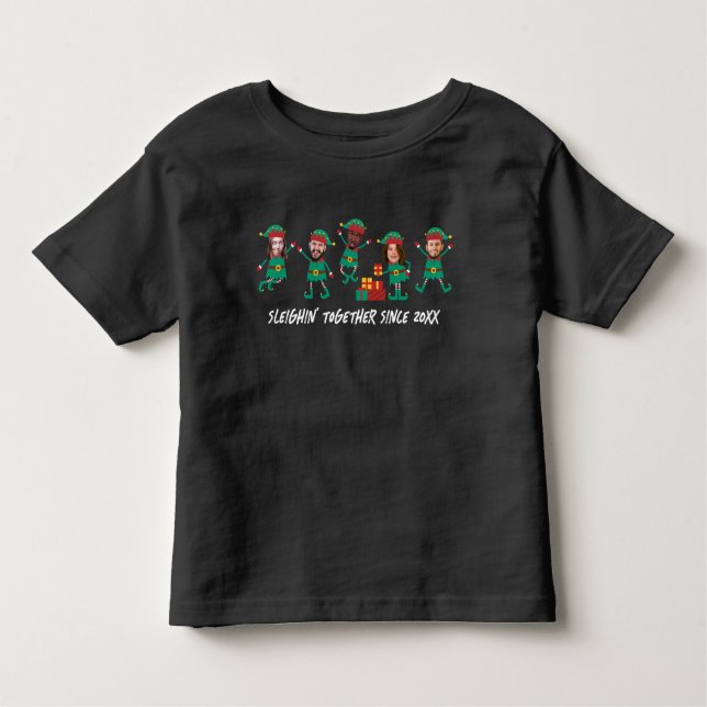 Camiseta Infantil Elf de Natal Personalizado Com Rosto Engraçado (Frente)