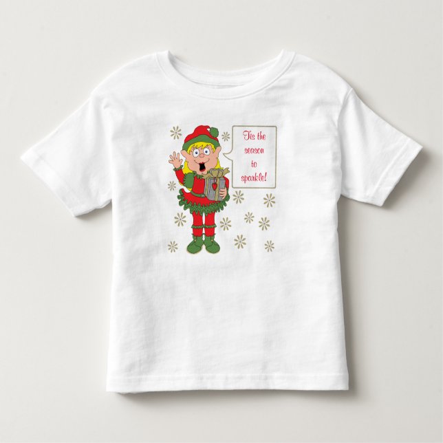 Camiseta Infantil Elf de Natal Sparkly (Frente)