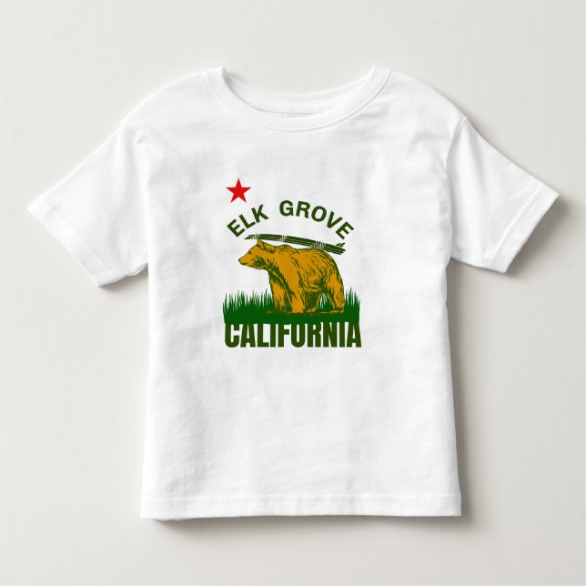 Camiseta Infantil Elk Grove California Flag Bear Surf CA T-Sh (Frente)