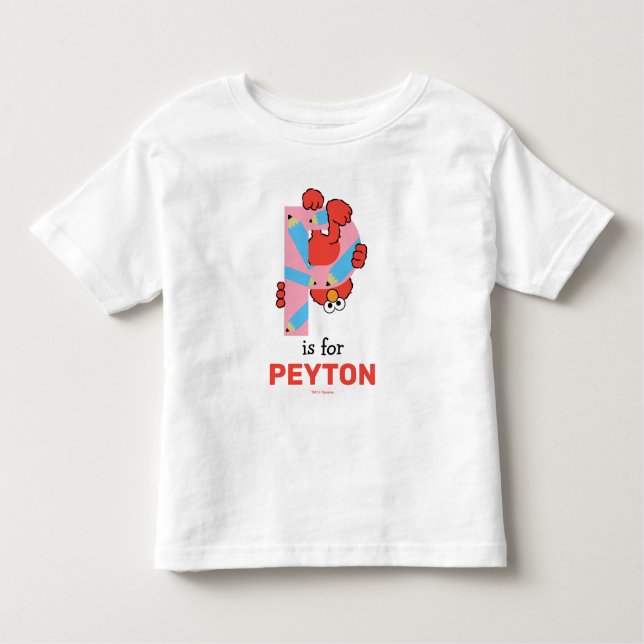 Camiseta Infantil Elmo Alfabeto | P Lápis (Frente)