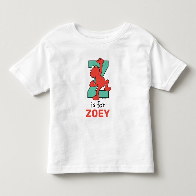 Camiseta Infantil Elmo Alfabeto | Z Verde Água (Frente)