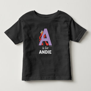 Camiseta Infantil Elmo Alphabet   A Roxo