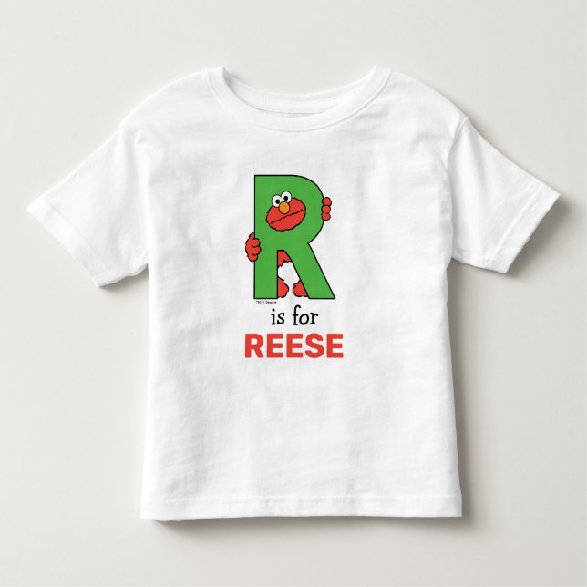 Camiseta Infantil Elmo Alphabet | R Verde (Frente)