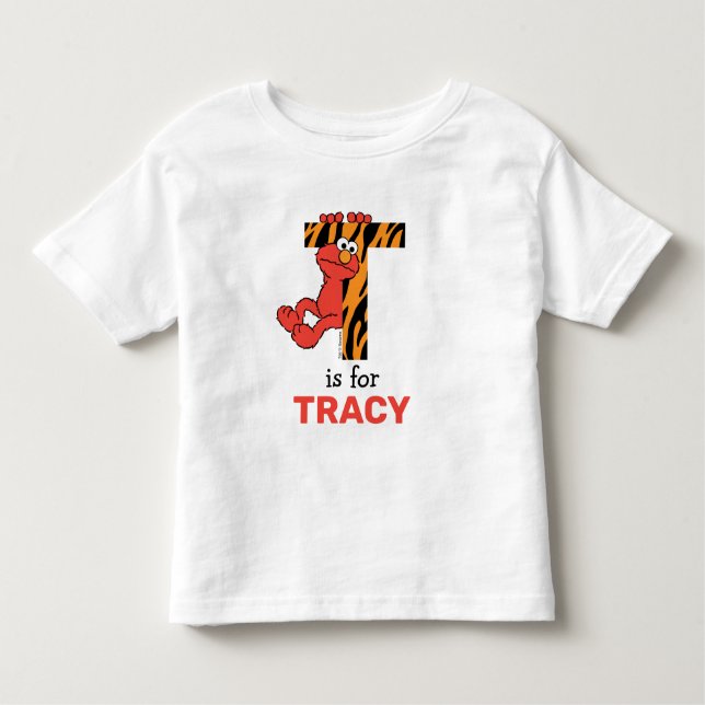 Camiseta Infantil Elmo Alphabet | Tigre T (Frente)