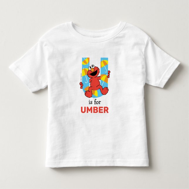 Camiseta Infantil Elmo Alphabet | U Guarda-chuva (Frente)