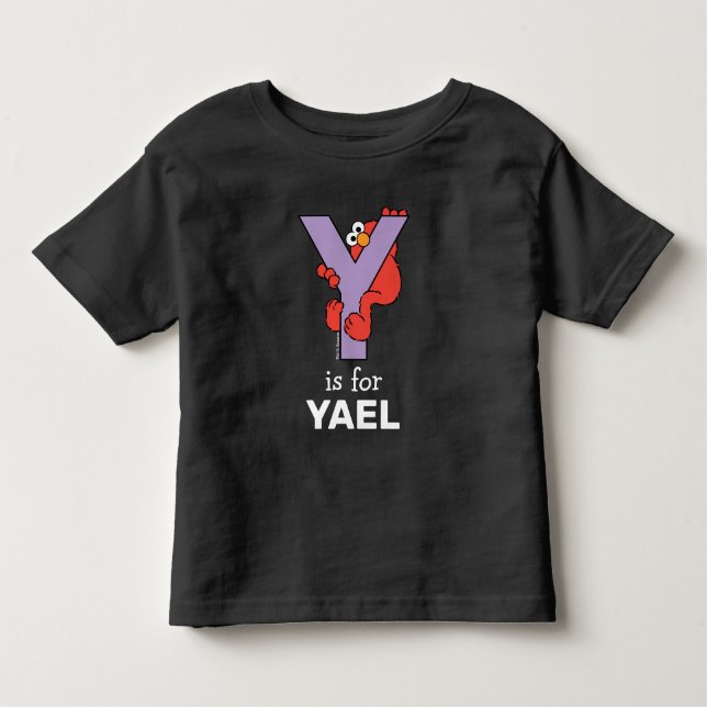 Camiseta Infantil Elmo Alphabet | Y Roxo (Frente)