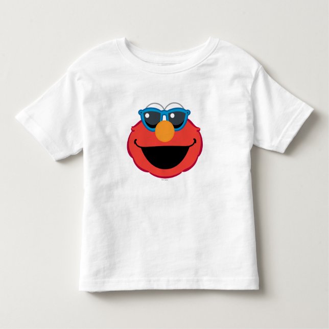 Camiseta Infantil Elmo Sorrindo Rosto com Óculos Solares (Frente)