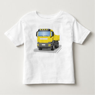 Camiseta Infantil em obras amarelas CAMIÃO COM REBOQUE