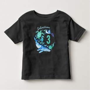 Camiseta Infantil Embaixo do Sea Birthday Boy