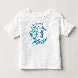 Camiseta Infantil Embaixo do Sea Birthday Boy